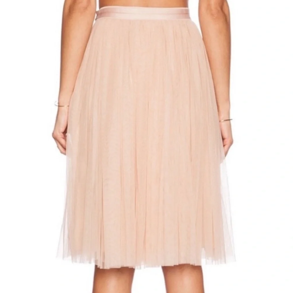 Needle & Thread Layered Tulle Midi Skirt in Ivory Cream Beige Size 6